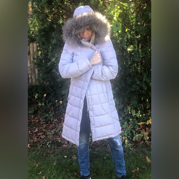 Calvin Klein Quilted Zip Button Faux Fur Adjustable Hood with zip pockets Medium - Picture 3 of 14